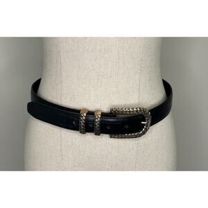 BRIGHTON Black Leather Croco-Embossed Belt B3203 Womens ML 32